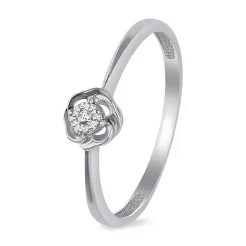 Кольцо с бриллиантами из белого золота 585 пробы, размер 18