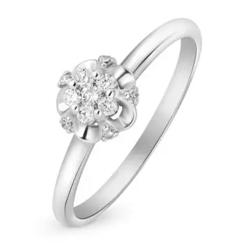 Кольцо с бриллиантами из белого золота 585 пробы, размер 18.5