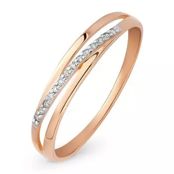 Кольцо с бриллиантами из красного золота 585 пробы, размер 15.5