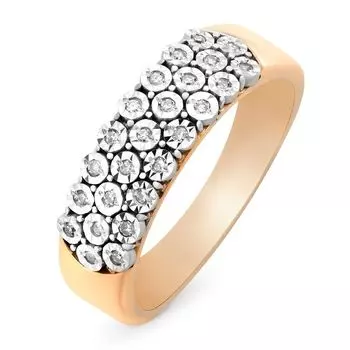 Кольцо с бриллиантами из красного золота 585 пробы, размер 16.5