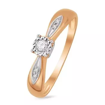 Кольцо с бриллиантами из красного золота 585 пробы, размер 16.5