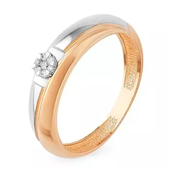 Кольцо с бриллиантами из красного золота 585 пробы, размер 16.5