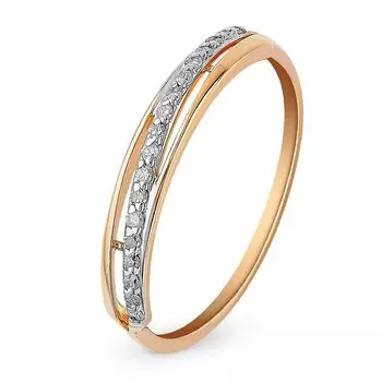 Кольцо с бриллиантами из красного золота 585 пробы, размер 16.5