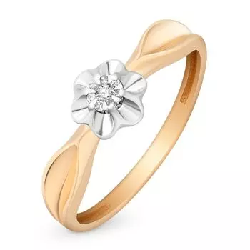 Кольцо с бриллиантами из красного золота 585 пробы, размер 17