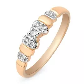 Кольцо с бриллиантами из красного золота 585 пробы, размер 17