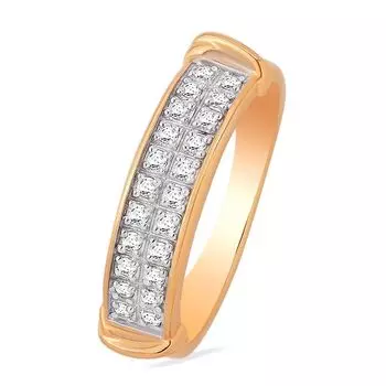 Кольцо с бриллиантами из красного золота 585 пробы, размер 17.5