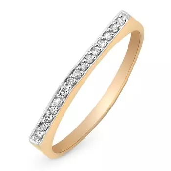 Кольцо с бриллиантами из красного золота 585 пробы, размер 17.5