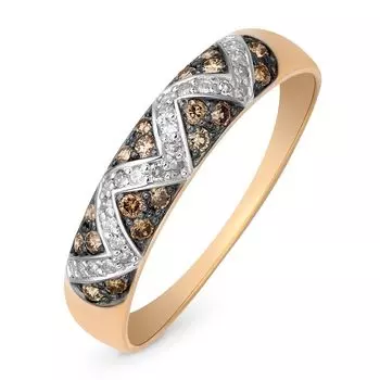 Кольцо с бриллиантами из красного золота 585 пробы, размер 18