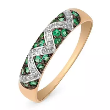 Кольцо с бриллиантами из красного золота 585 пробы, размер 18