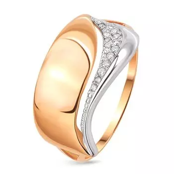 Кольцо с бриллиантами из красного золота 585 пробы, размер 19