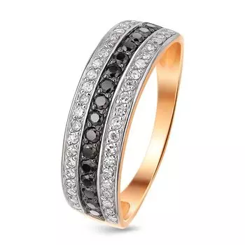 Кольцо с бриллиантами из красного золота 585 пробы, размер 19