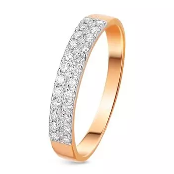 Кольцо с бриллиантами из красного золота 585 пробы, размер 19