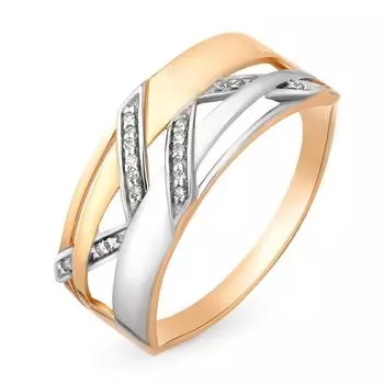 Кольцо с бриллиантами из красного золота 585 пробы, размер 21.5