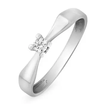 Кольцо с бриллиантом из белого золота 585 пробы, размер 16.5