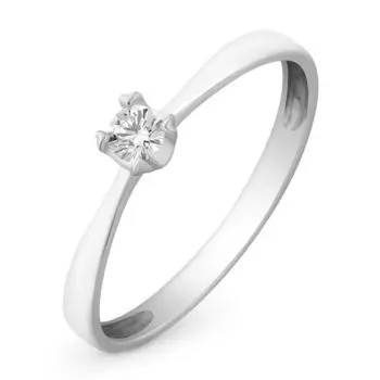 Кольцо с бриллиантом из белого золота 585 пробы, размер 17