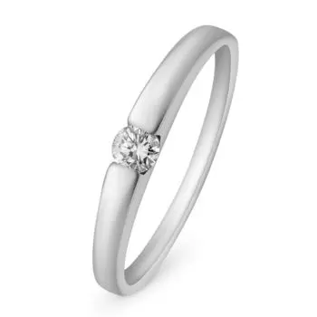 Кольцо с бриллиантом из белого золота 585 пробы, размер 17.5