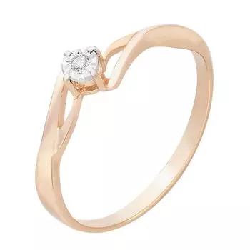 Кольцо с бриллиантом из красного золота 585 пробы, размер 15.5