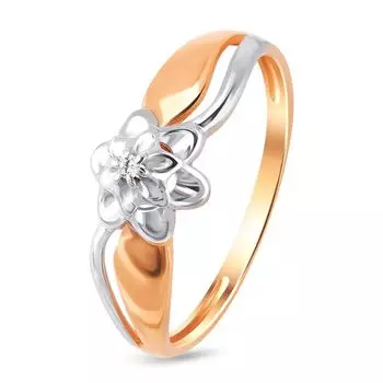 Кольцо с бриллиантом из красного золота 585 пробы, размер 16