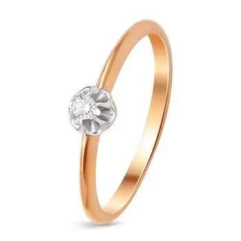 Кольцо с бриллиантом из красного золота 585 пробы, размер 17