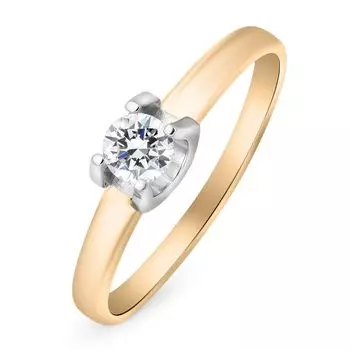 Кольцо с бриллиантом из красного золота 585 пробы, размер 17