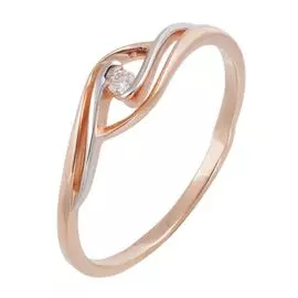 Кольцо с бриллиантом из красного золота 585 пробы, размер 18