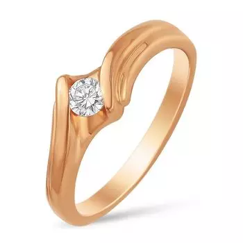 Кольцо с бриллиантом из красного золота 585 пробы, размер 18.5