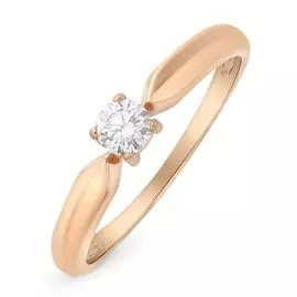 Кольцо с бриллиантом из красного золота 585 пробы, размер 18.5