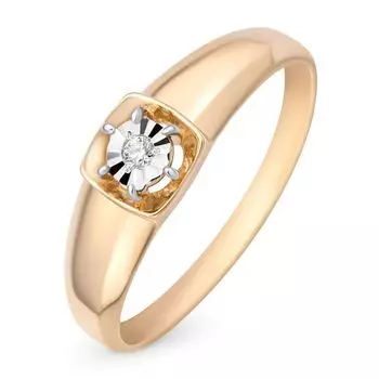 Кольцо с бриллиантом из красного золота 585 пробы, размер 19.5