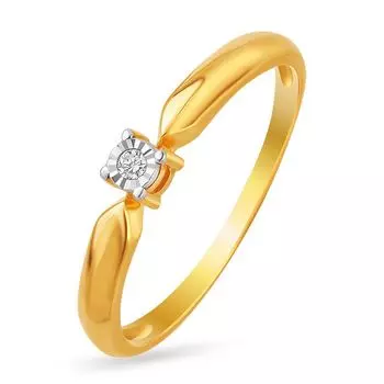 Кольцо с бриллиантом из желтого золота 585 пробы, размер 16.5