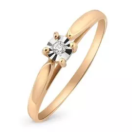 Кольцо с бриллиантом из желтого золота 585 пробы, размер 17