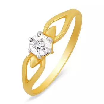 Кольцо с бриллиантом из желтого золота 585 пробы, размер 17.5