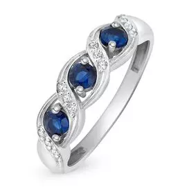 Кольцо с фианитами из белого золота 585 пробы, размер 16.5