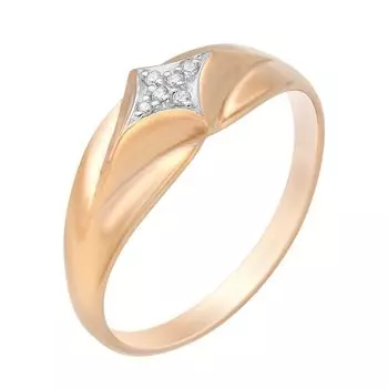 Кольцо с фианитами из красного золота 375 пробы, размер 16