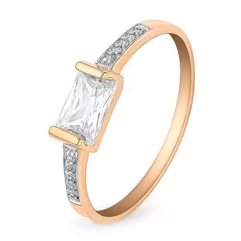 Кольцо с фианитами из красного золота 375 пробы, размер 16.5