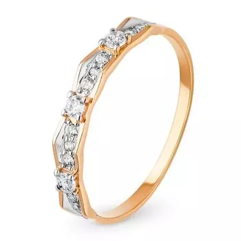 Кольцо с фианитами из красного золота 375 пробы, размер 17