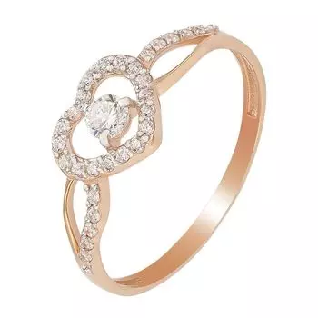 Кольцо с фианитами из красного золота 375 пробы, размер 17