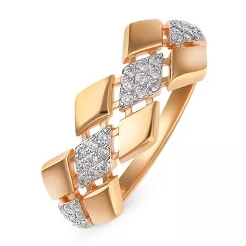 Кольцо с фианитами из красного золота 375 пробы, размер 17