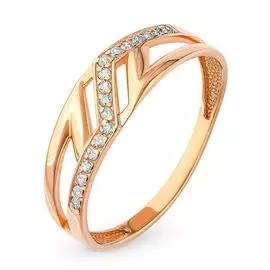 Кольцо с фианитами из красного золота 375 пробы, размер 17