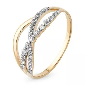 Кольцо с фианитами из красного золота 375 пробы, размер 17