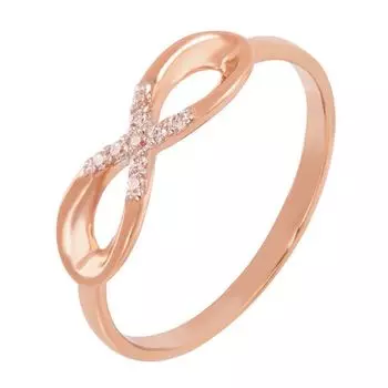 Кольцо с фианитами из красного золота 375 пробы, размер 17