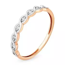 Кольцо с фианитами из красного золота 375 пробы, размер 17