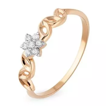 Кольцо с фианитами из красного золота 375 пробы, размер 17.5