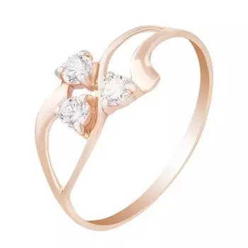 Кольцо с фианитами из красного золота 375 пробы, размер 18