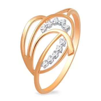 Кольцо с фианитами из красного золота 375 пробы, размер 18