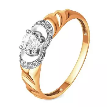 Кольцо с фианитами из красного золота 375 пробы, размер 18