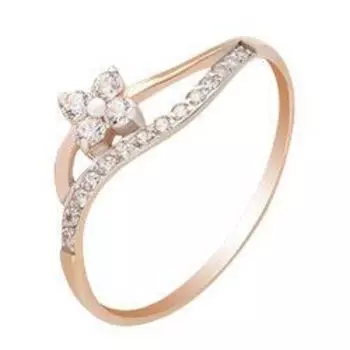 Кольцо с фианитами из красного золота 375 пробы, размер 18.5