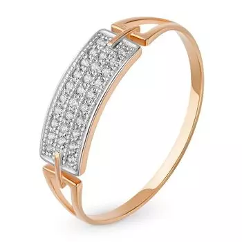 Кольцо с фианитами из красного золота 375 пробы, размер 19