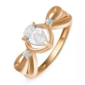 Кольцо с фианитами из красного золота 585 пробы, размер 15