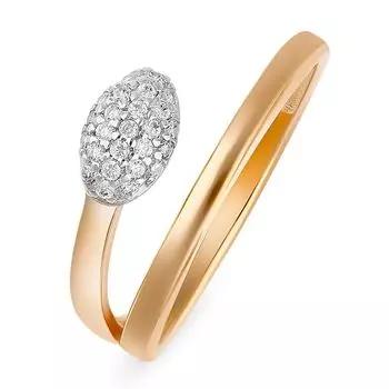 Кольцо с фианитами из красного золота 585 пробы, размер 16