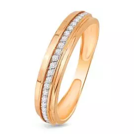 Кольцо с фианитами из красного золота 585 пробы, размер 16